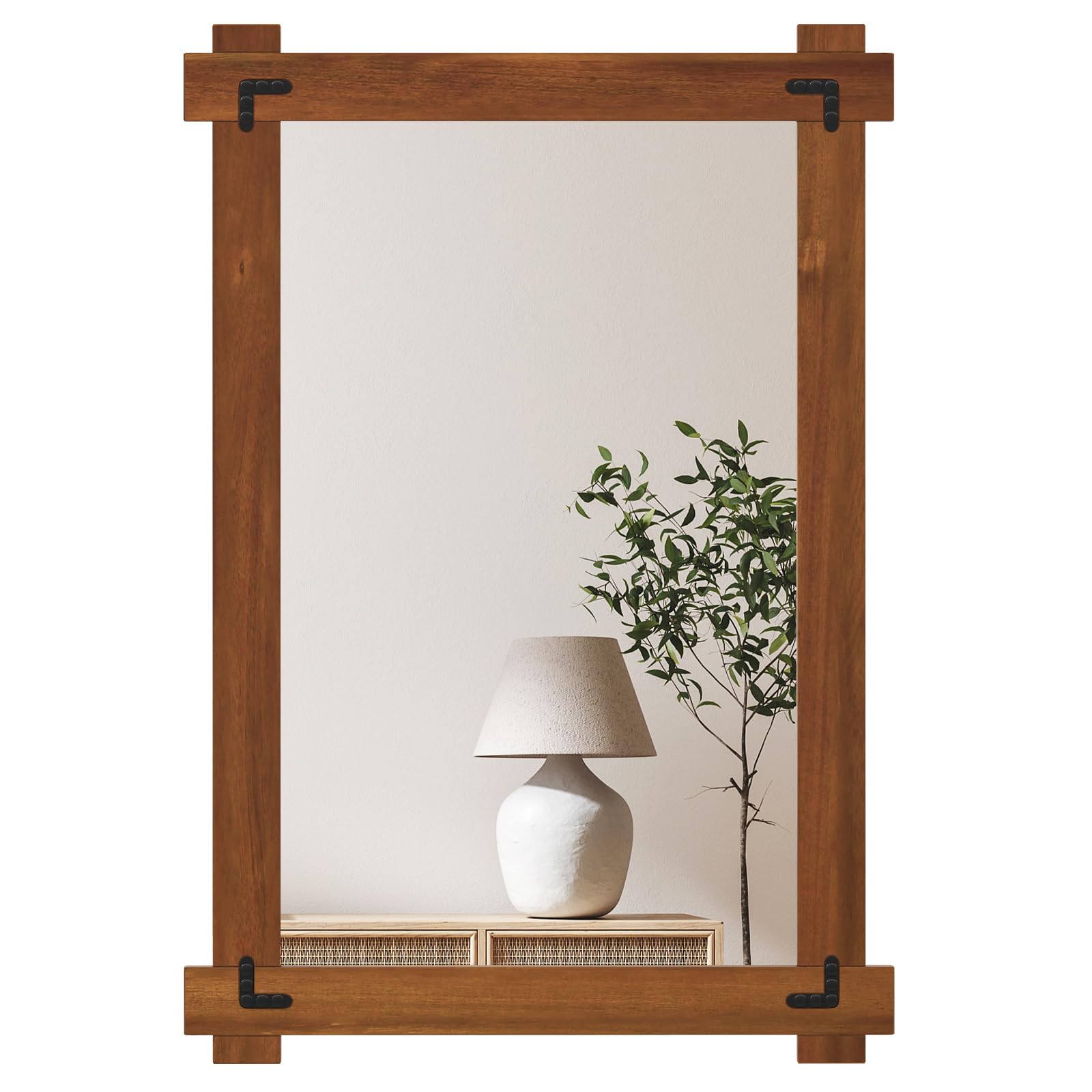 Miroir encadré en bois Tangkula